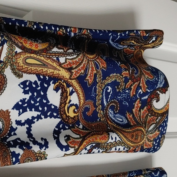 WinWin Paisley Flare Palazzo Pants in Blue and Brown Size L-XL Boho-Chic - Picture 6 of 6